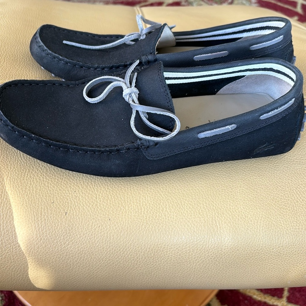 Lacoste gray suede driving moccasins